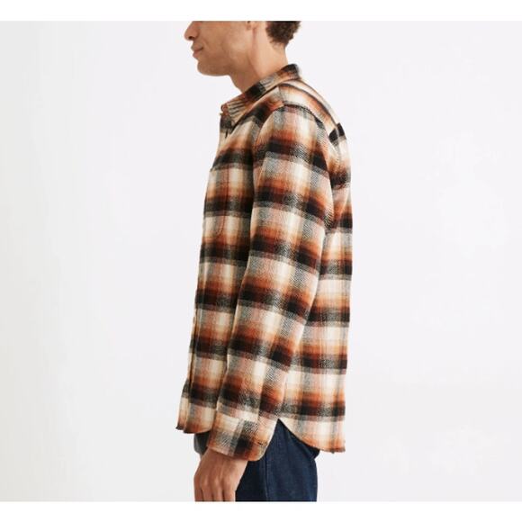 Madewell Men Brushed Flannel Easy Long Sleeve Shirt M Brown Plaid  Button Up - Picture 2 of 14